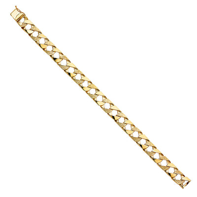 14K Yellow NUGGET CUBAN LINK BRACELET