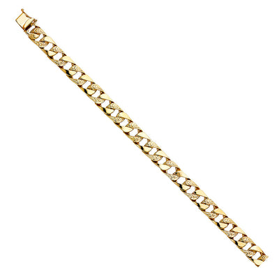 14K Yellow NUGGET CUBAN LINK BRACELET