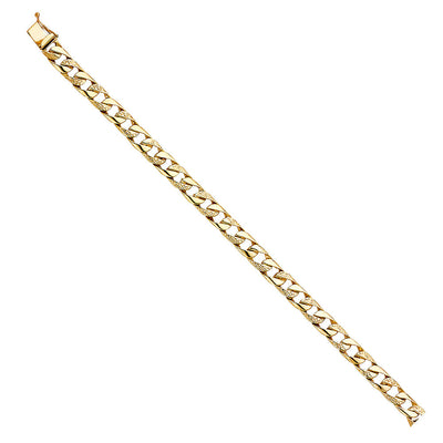 14K Yellow NUGGET CUBAN LINK BRACELET