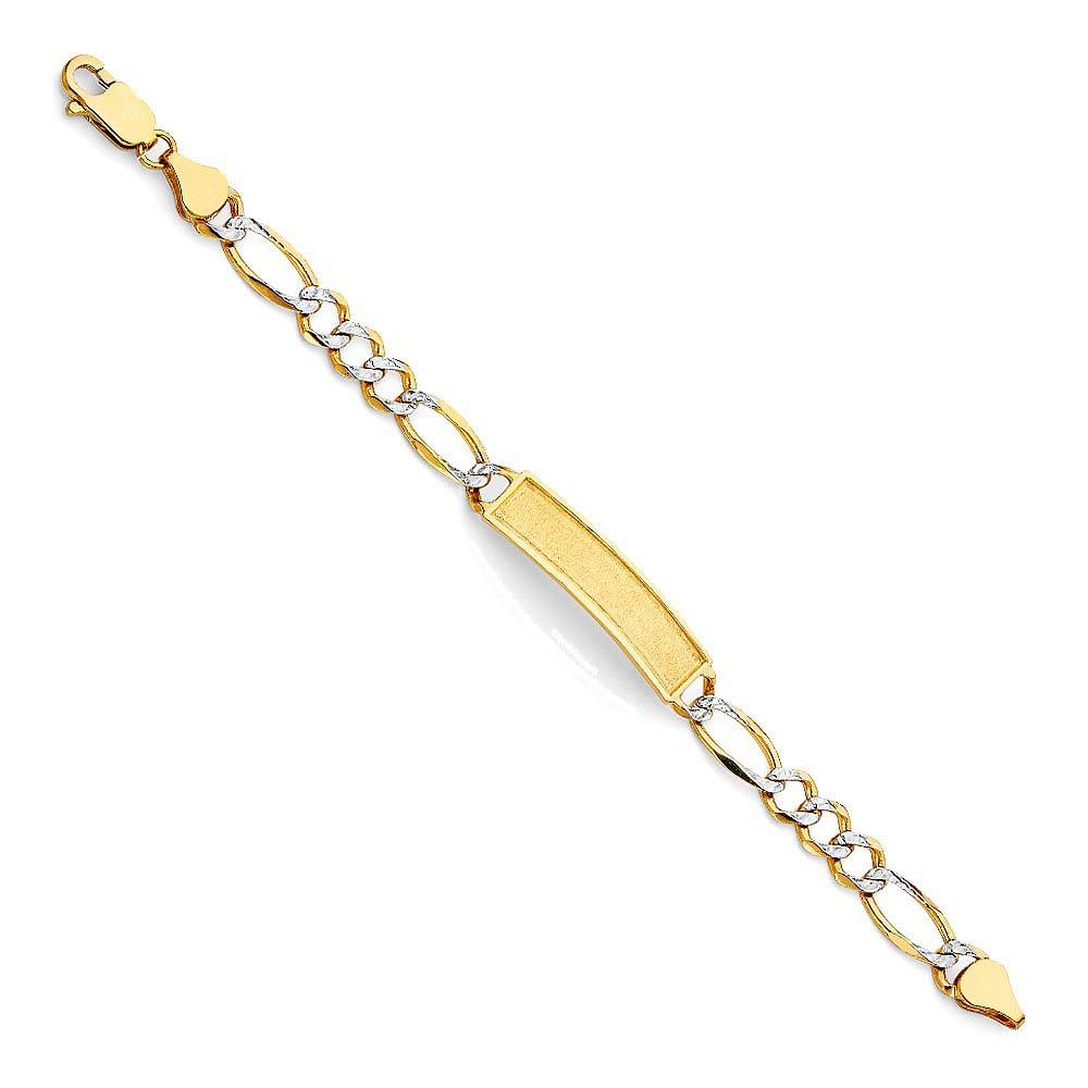 14K Yellow Gold Figaro WP Chain Baby ID Bracelet