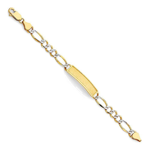 14K Yellow Gold Figaro WP Chain Baby ID Bracelet