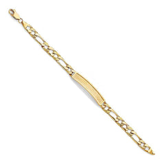 14K Yellow Gold Light Nugget Figaro Link Baby ID Bracelet