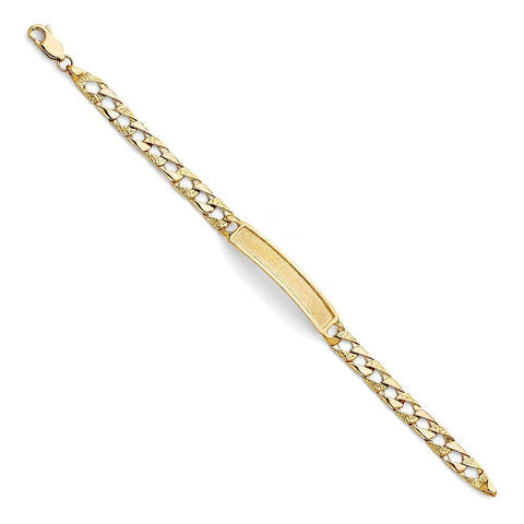 14K Yellow Gold Light Nugget Cuban Link Baby ID Bracelet