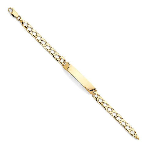 14K Yellow Gold Light Figaro Link Baby ID Bracelet