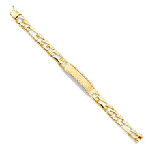 Load image into Gallery viewer, 14K Yellow STAMP Nugget Figaro LINK F-ID Bracelet