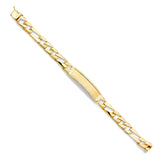 14K Yellow STAMP Nugget Figaro LINK F-ID Bracelet