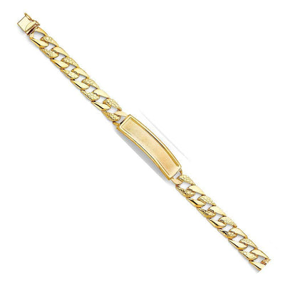14K Yellow Gold Stamp Nugget Cuban Link ID Bracelet
