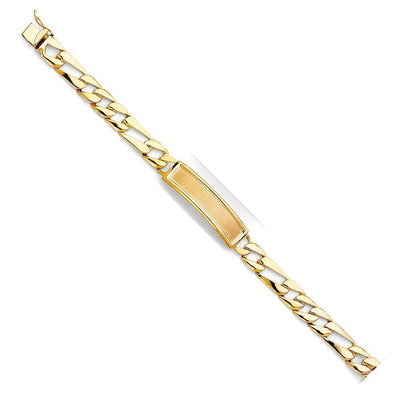 14K Yellow Gold Stamp Figaro Link ID Bracelet
