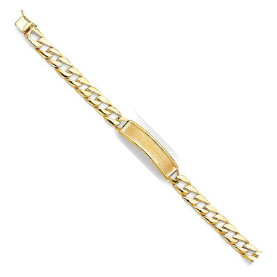 14K Yellow Gold Stamp Cuban Link ID Bracelet