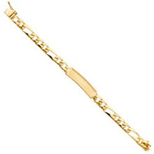 Load image into Gallery viewer, 14K Yellow Gold Stamp Nugget Figaro Link Baby ID Bracelet