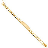 14K Yellow Gold Stamp Nugget Figaro Link Baby ID Bracelet