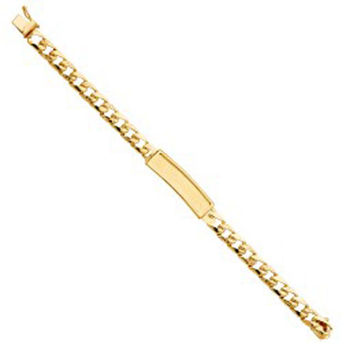 14K Yellow Gold Stamp Nugget Cuban Link Baby ID Bracelet