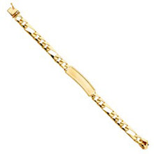 Load image into Gallery viewer, 14K Yellow Gold Stamp Figaro Link Baby ID Bracelet