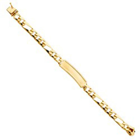 14K Yellow Gold Stamp Figaro Link Baby ID Bracelet