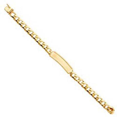 14K Yellow Gold Stamp Cuban Link Baby ID Bracelet