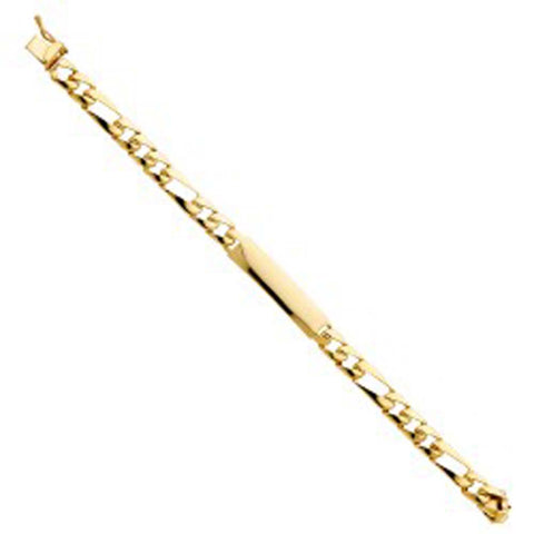 14K Yellow Gold Stamp Figaro Link Baby ID Bracelet