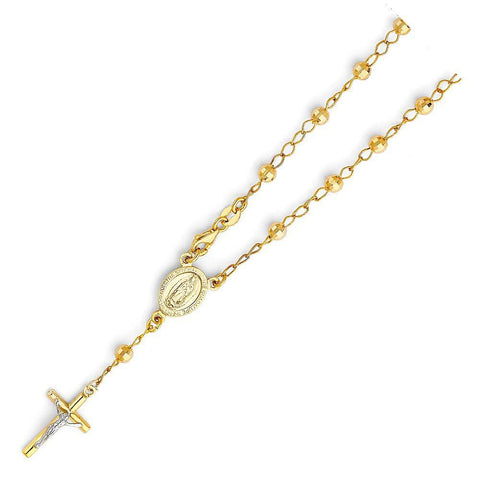 14K Yellow Gold 4mm Disco Ball Rosary Bracelet