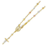 14K Tri Color Gold 4mm Moon Ball Rosary Bracelet