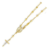 14K Yellow Gold 4mm Moon Ball Rosary Bracelet