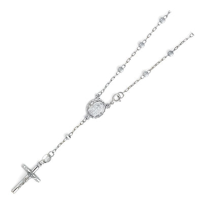 14K White Gold 3mm Moon Ball Rosario Bracelet