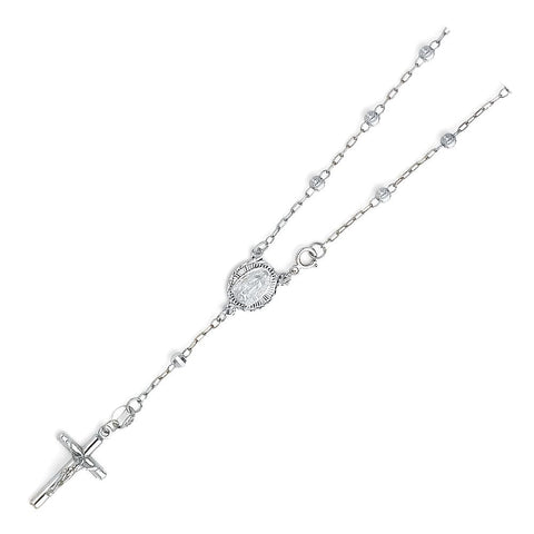 14K White Gold 3mm Moon Ball Rosario Bracelet