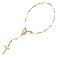 Load image into Gallery viewer, 14K Tri Color Gold 3mm Moon Ball Rosary Bracelet