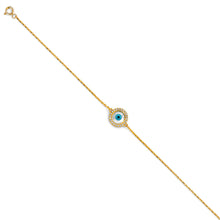 Load image into Gallery viewer, 14K Yellow Evil Eye chain Bracelet