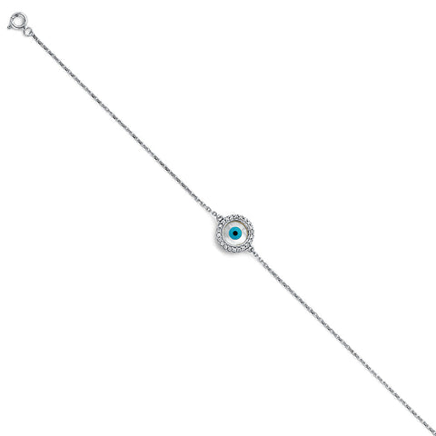14K White Evil Eye chain Bracelet