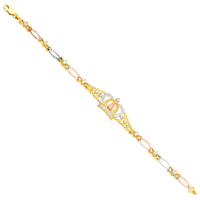 14K Tricolor GUADALUPE CROWN CZ Bracelet
