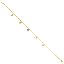 Load image into Gallery viewer, 14K Yellow Dangling CZ Light Chain Bracelet