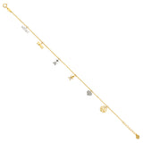 14K Twotone Dangling CZ Light Chain Bracelet