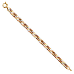 14K Tricolor Fancy Hollow Link Bracelet