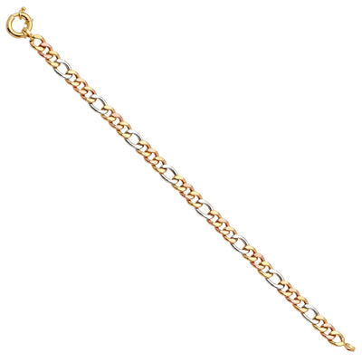 14K Tricolor Fancy Hollow Figaro Bracelet