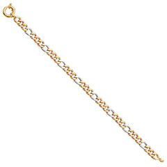 14K Tricolor Fancy Hollow Figaro Bracelet