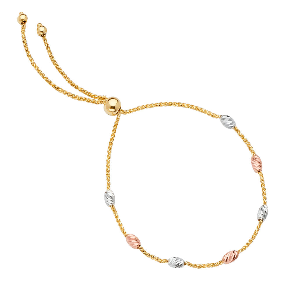 14K Tricolor Friendship Bracelet