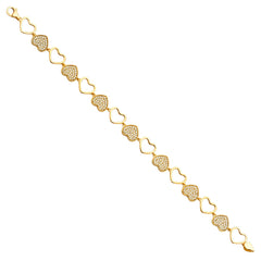 14K Yellow CZ Heart Bracelet