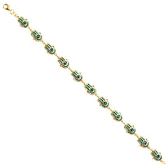 14K Yellow Hamsa Blue Evil Eye Bracelet