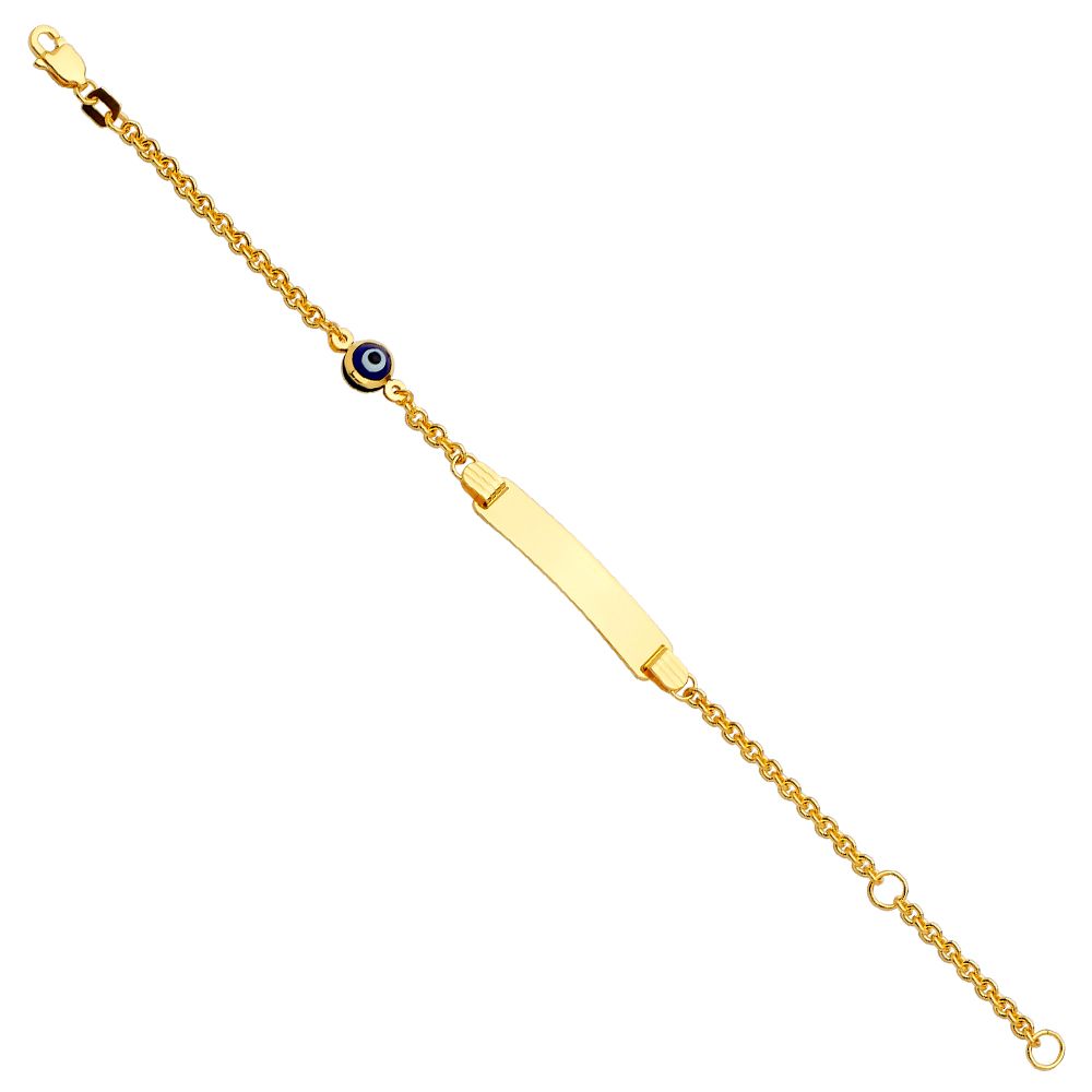 14K Yellow Baby ID With Evil Eye Bracelet