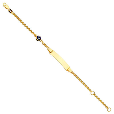 14K Yellow Baby ID With Evil Eye Bracelet