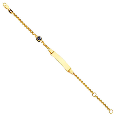 14K Yellow Baby ID With Evil Eye Bracelet