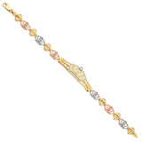 14K Tricolor 15Years CZ Bracelet-7.5 inches
