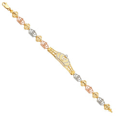 14K Tricolor 15Years CZ Bracelet-7.5 inches