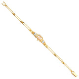 14K Tricolor 15Years CZ Bracelet-6 inches