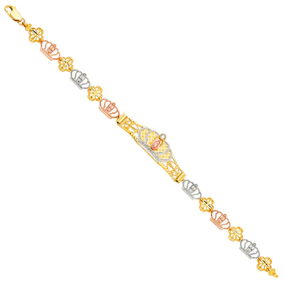 14K Tricolorolor Guadalupe ID Bracelet