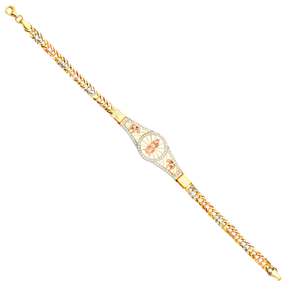 14K Tricolorolor Guadalupe ID Bracelet