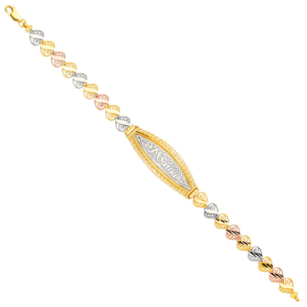 14K Tricolorolor Mama ID Bracelet