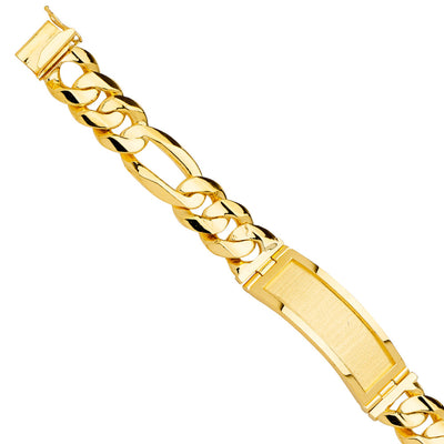 14K Yellow Solid Link ID Bracelet