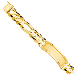 14K Yellow Solid Link ID Bracelet