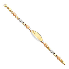 14K Tricolor Light Stampato ID Bracelet-6 inches