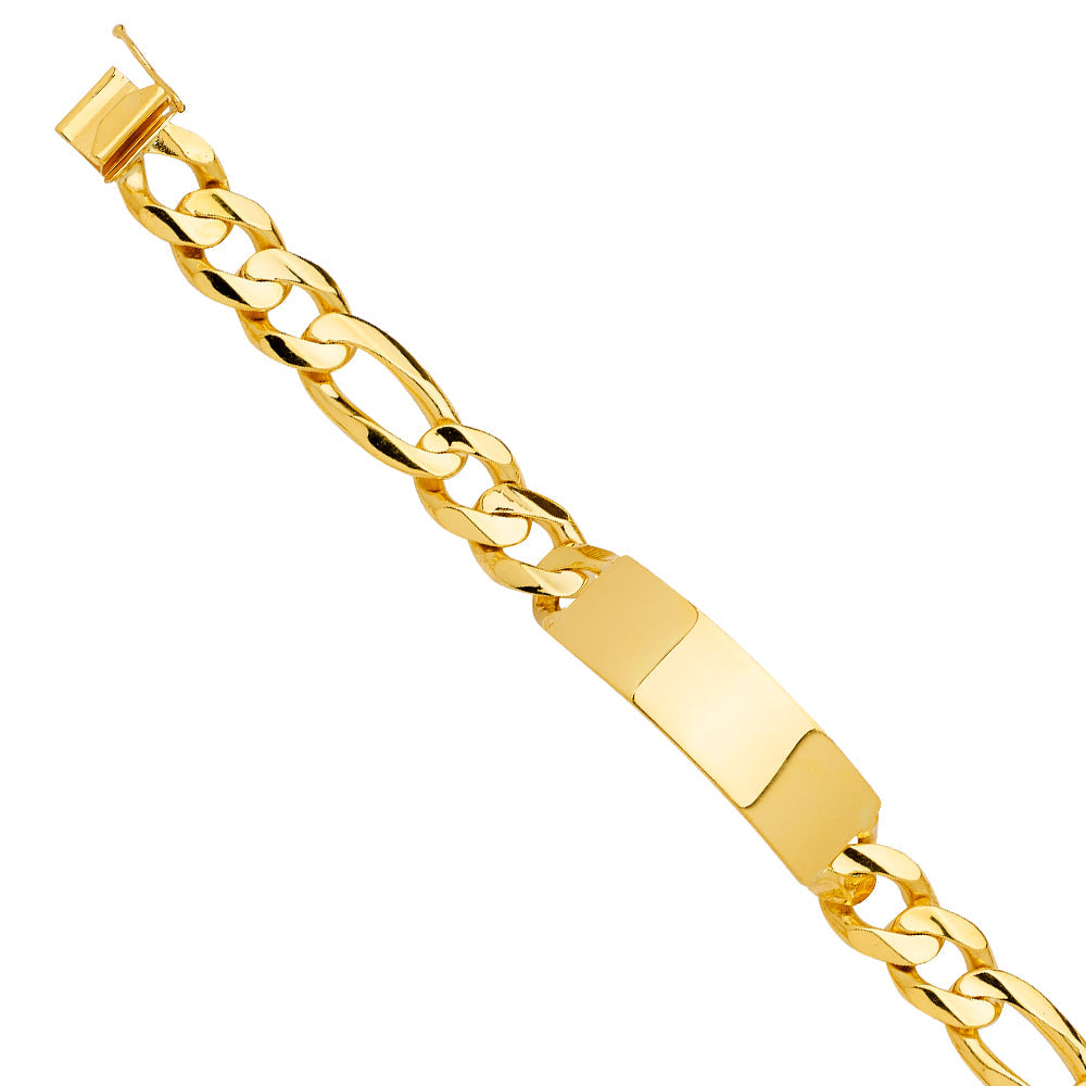 14K Yellow Solid Link ID Bracelet